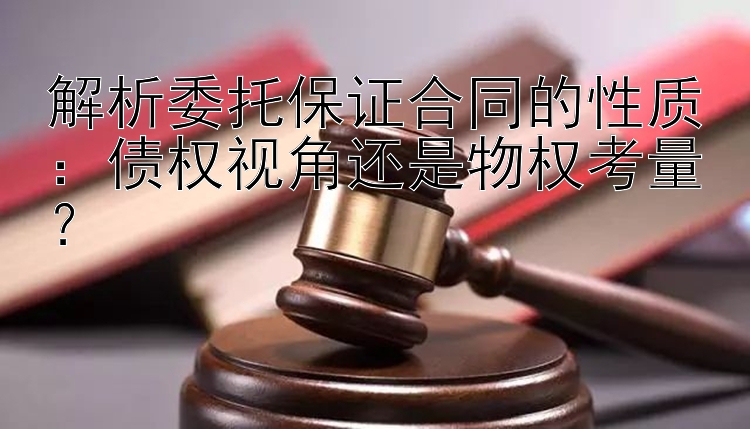 解析委托保证合同的性质：债权视角还是物权考量？