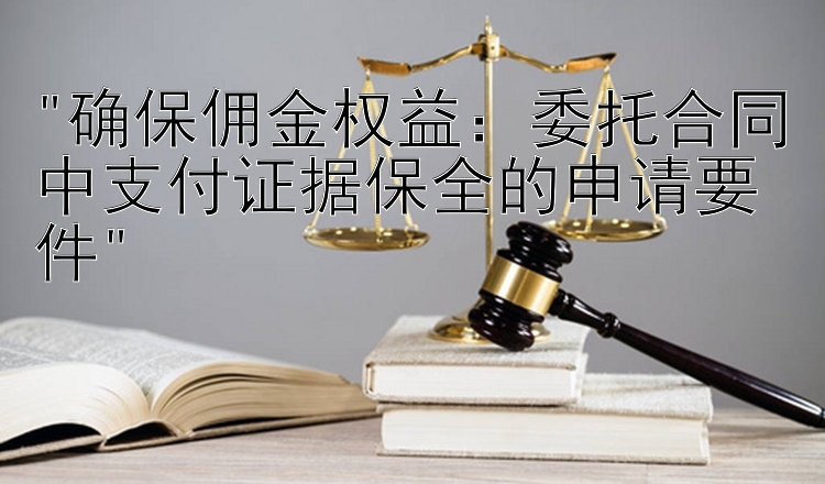 确保佣金权益：委托合同中支付证据保全的申请要件